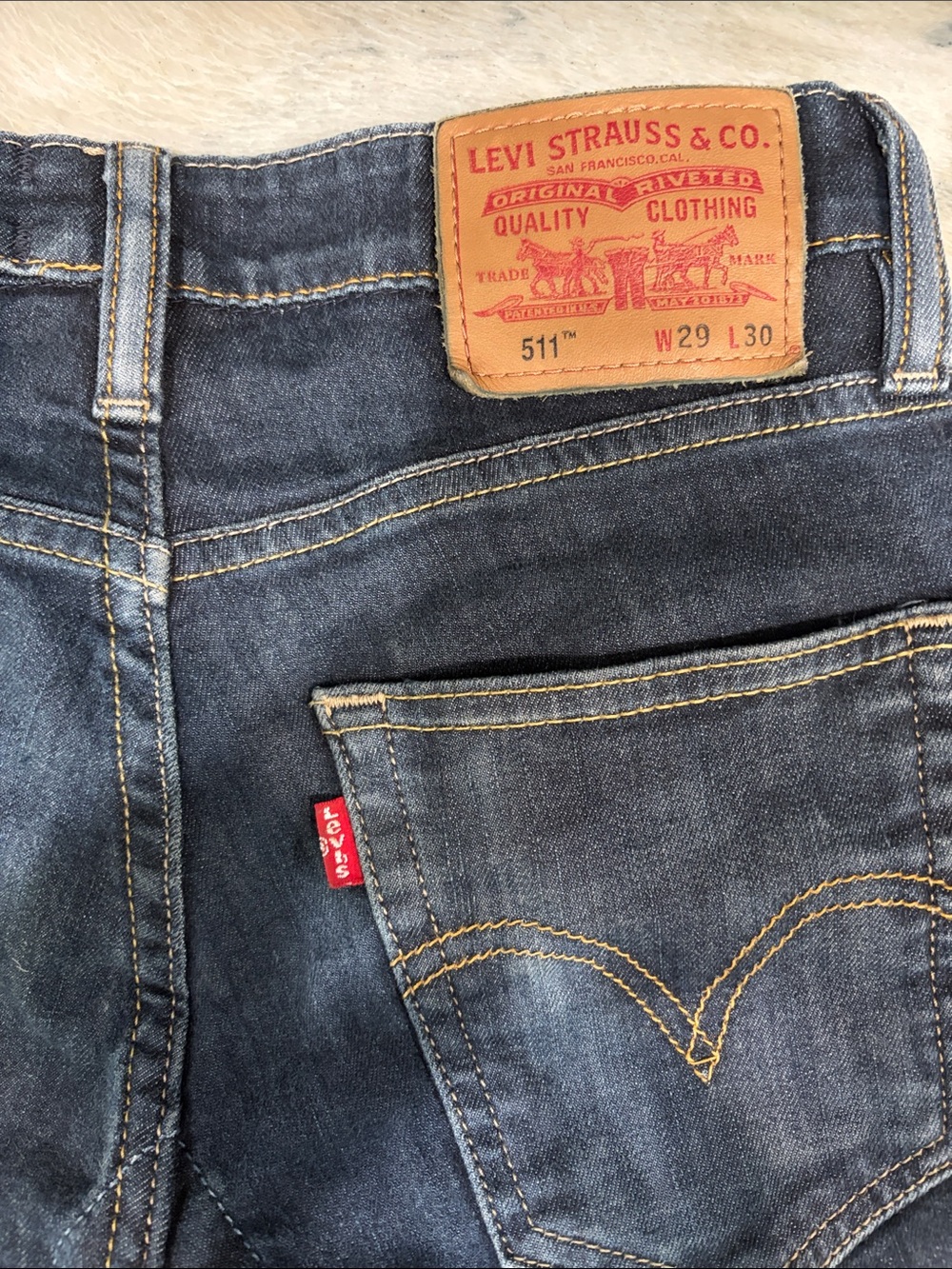 Levi's 511 Slim Jeans in Dark Indigo with Yellow Stitching